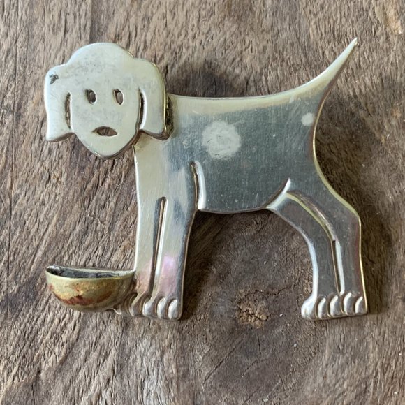 Vintage 925 Silver Doggie Brooch-unique - Picture 3 of 11